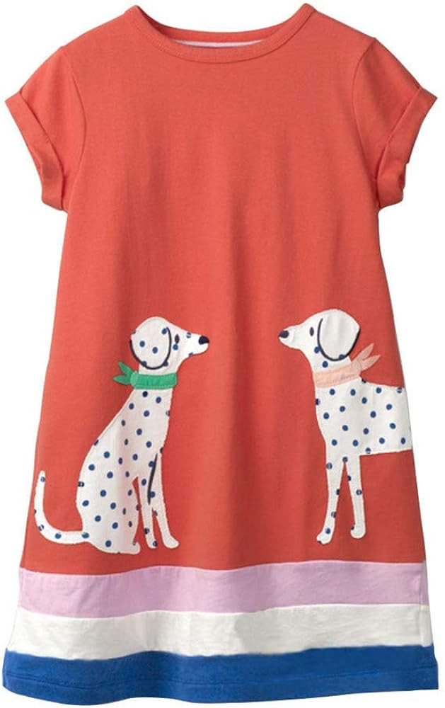 HILEELANG Toddler Girl Cotton Casual Dress Summer Short Sleeve Basic Tunic Playwear Shirt Dresses | Amazon (US)