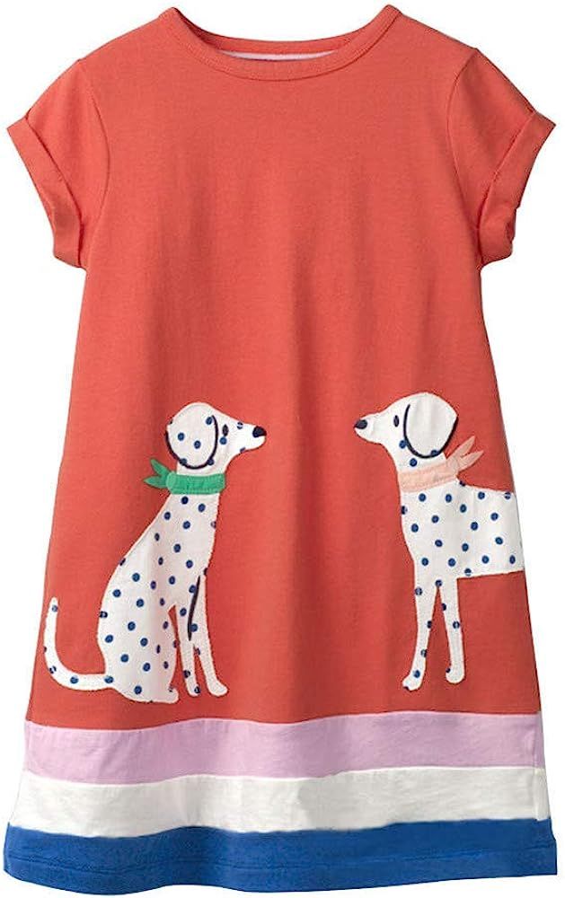 HILEELANG Baby Toddler Girl Cotton Casual Dress Easter Summer Short Sleeve Basic Tunic Playwear S... | Amazon (US)