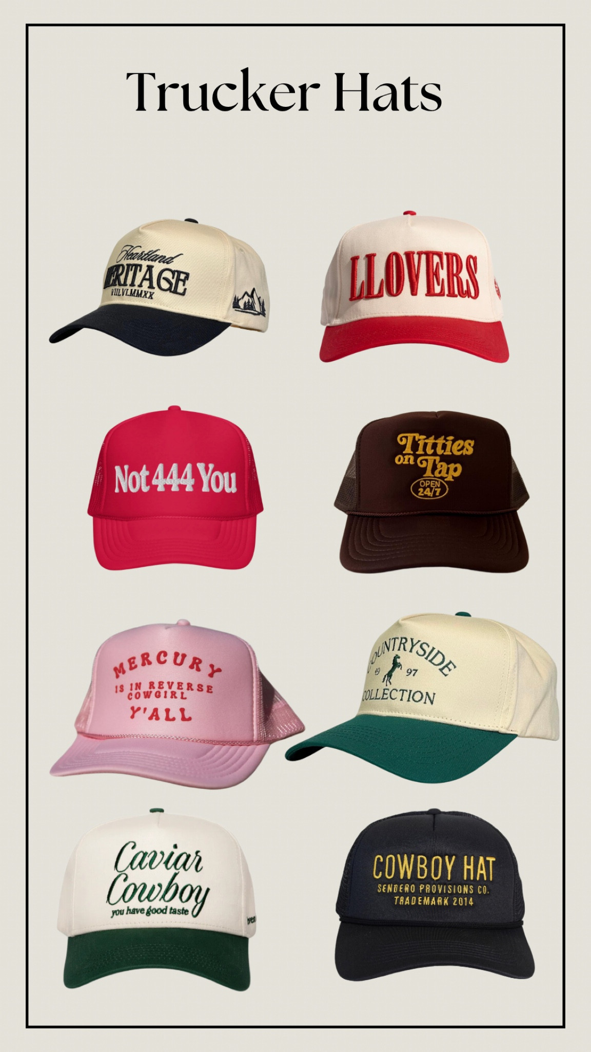 Trucker hats I have my eye on. I have the caviar cowboy one and it’s sooo cute.

#LTKfindsunder100