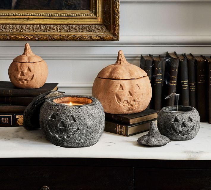 Terracotta Jack O'Lantern Candle - Autumn Amber | Pottery Barn (US)
