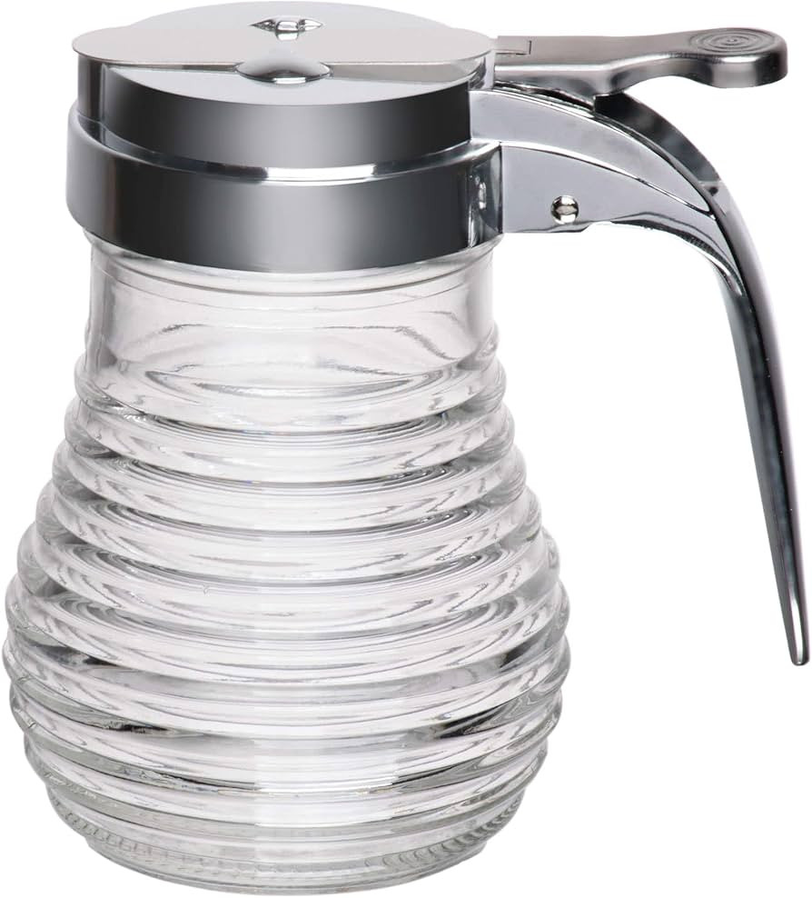 Tablecraft Beehive Clear Glass Syrup Dispenser with Chrome Plated ABS Top, 6 Ounce Capacity | Amazon (US)