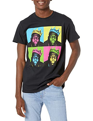 The Notorious B.I.G Men's Multi-Colored Crown T-Shirt, Black, Large | Amazon (US)