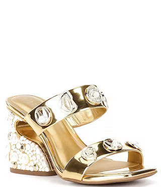 Penei Metallic Pearl Ornament Detail Slide Sandals | Dillard's