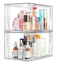 Vtopmart 4 Pack Large Stackable Storage Drawers,Easily Assemble Acrylic Bathroom Closet Undersink... | Amazon (US)