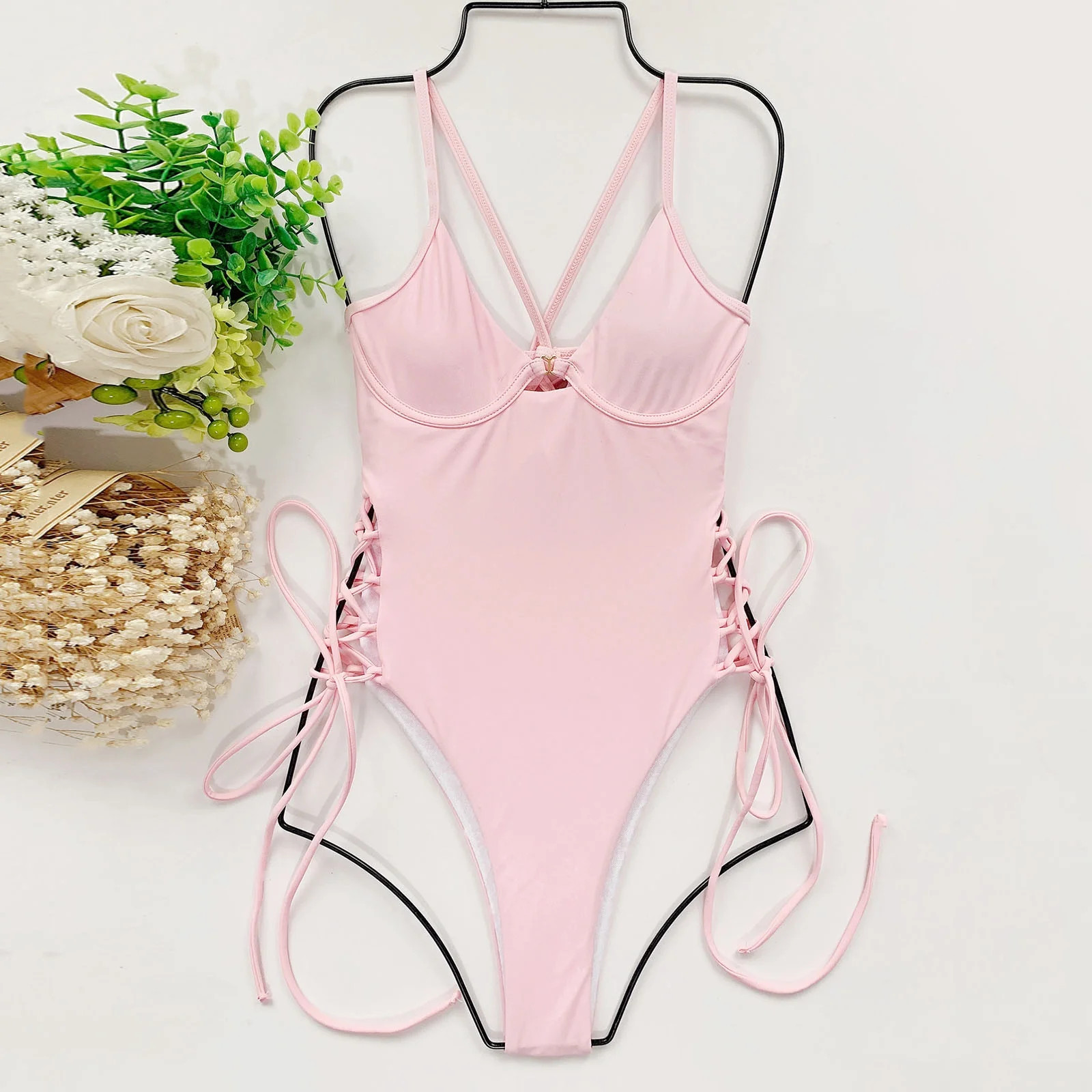 Vedolay Swimsuits For Women One Piece Swimsuit for Women Tummy Control Retro V Neck Bathing Suits... | Walmart (US)