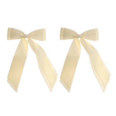 Unique Bargains Fashion Double Ribbon Hair Clips Hairdo Clip 2 Pcs Beige | Target