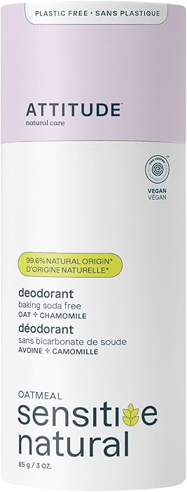 ATTITUDE Baking Soda Free Deodorant for Sensitive Skin with Oatmeal and Chamomile, EWG Verified, ... | Amazon (US)