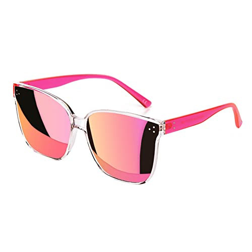 Sumato Sunglasses Womens, Oversized Pink Sunglasses for Women with Mirrored Trendy Lens UV400 Blocking | Amazon (US)