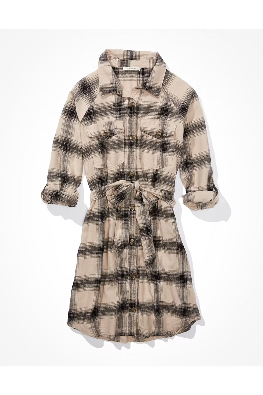 AE Plaid Long Sleeve Shirt Dress | American Eagle Outfitters (US & CA)