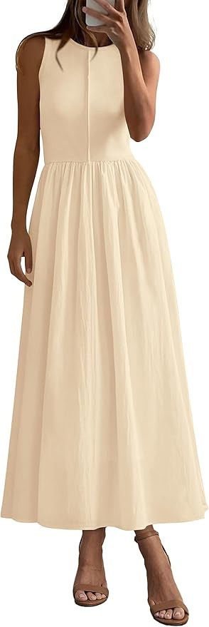 PRETTYGARDEN Maxi Dresses for Women 2025 Summer Casual Sleeveless Patchwork Flowy Vacation Sundre... | Amazon (US)