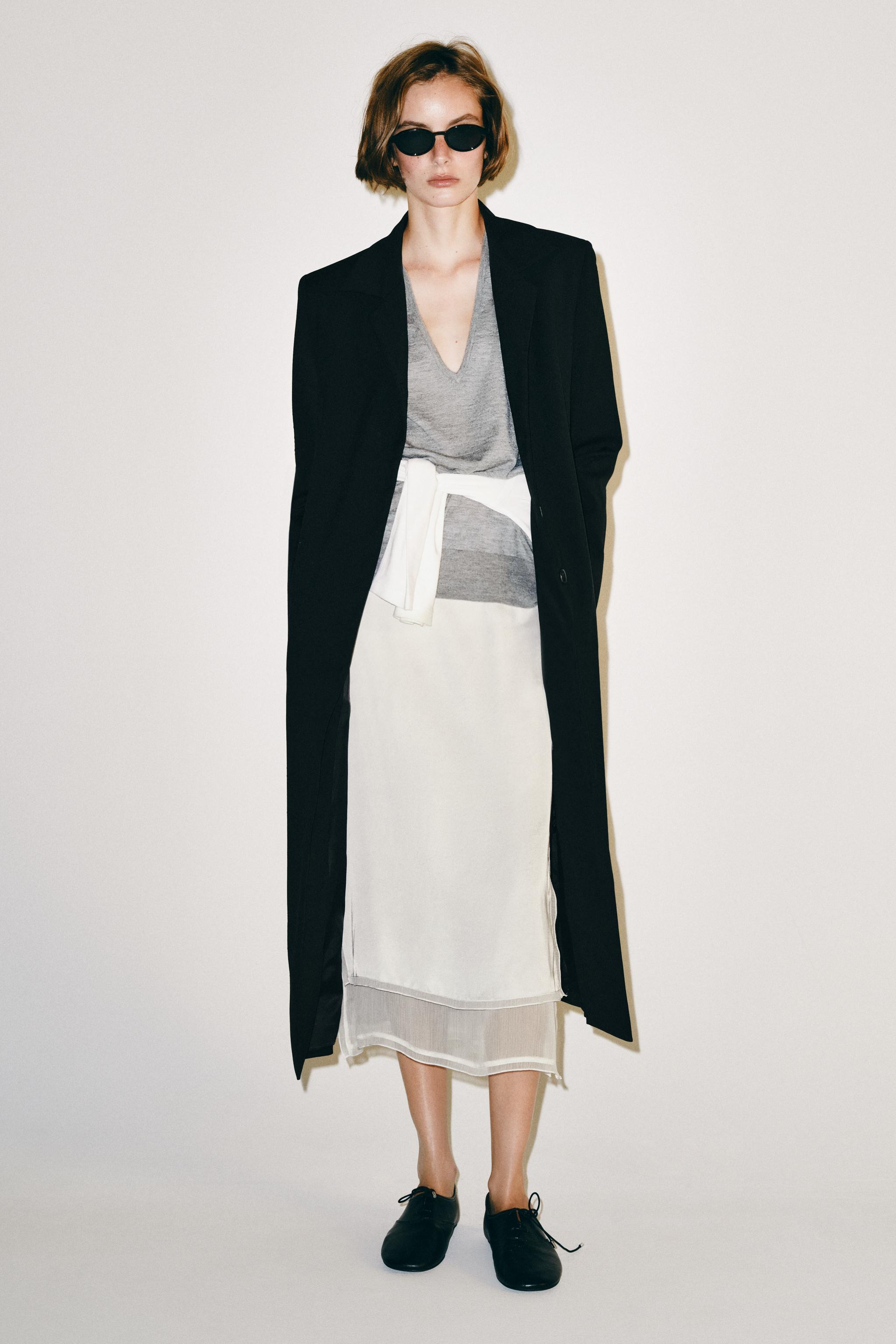 COMBINED SATIN MIDI SKIRT | Zara UK