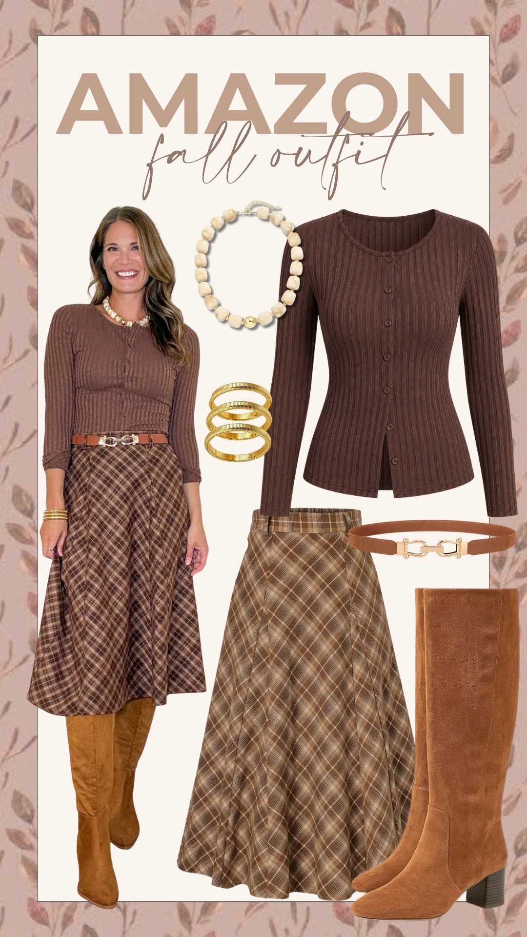 Amazon fall outfit finds in the prettiest shades of brown. The plaid midi skirt, ribbed cardigan, suede boots and warm-toned accessories make such a good combination for fall.

Amazon fall outfit, plaid midi skirt, brown cardigan, suede knee high boots, fall accessories, Amazon fashion, fall skirt outfit, brown outfit ideas, women’s fall fashion, autumn outfit inspiration, stangandco

#LTKTall #LTKootd #LTKSeasonal