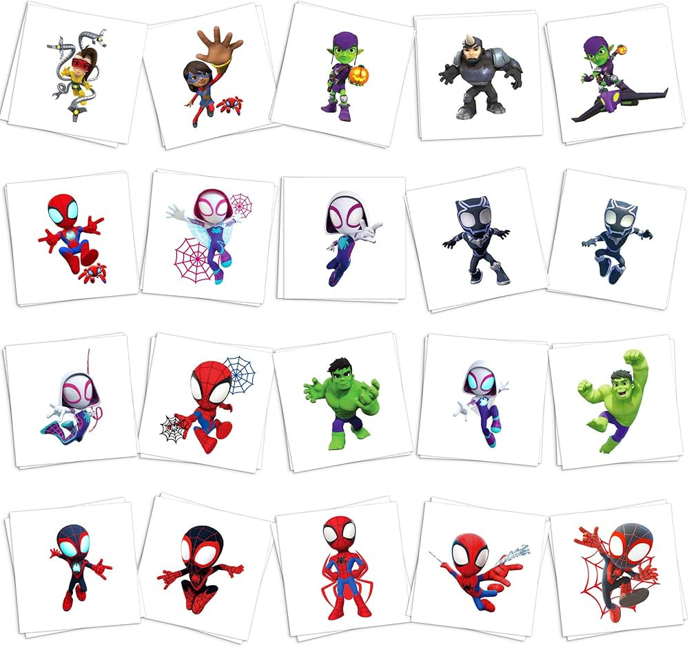 40 PCS Spidey and His Amazing Friends Party Favors Tattoo Sticker, Waterproof Cartoon Tattoo Stic... | Amazon (US)