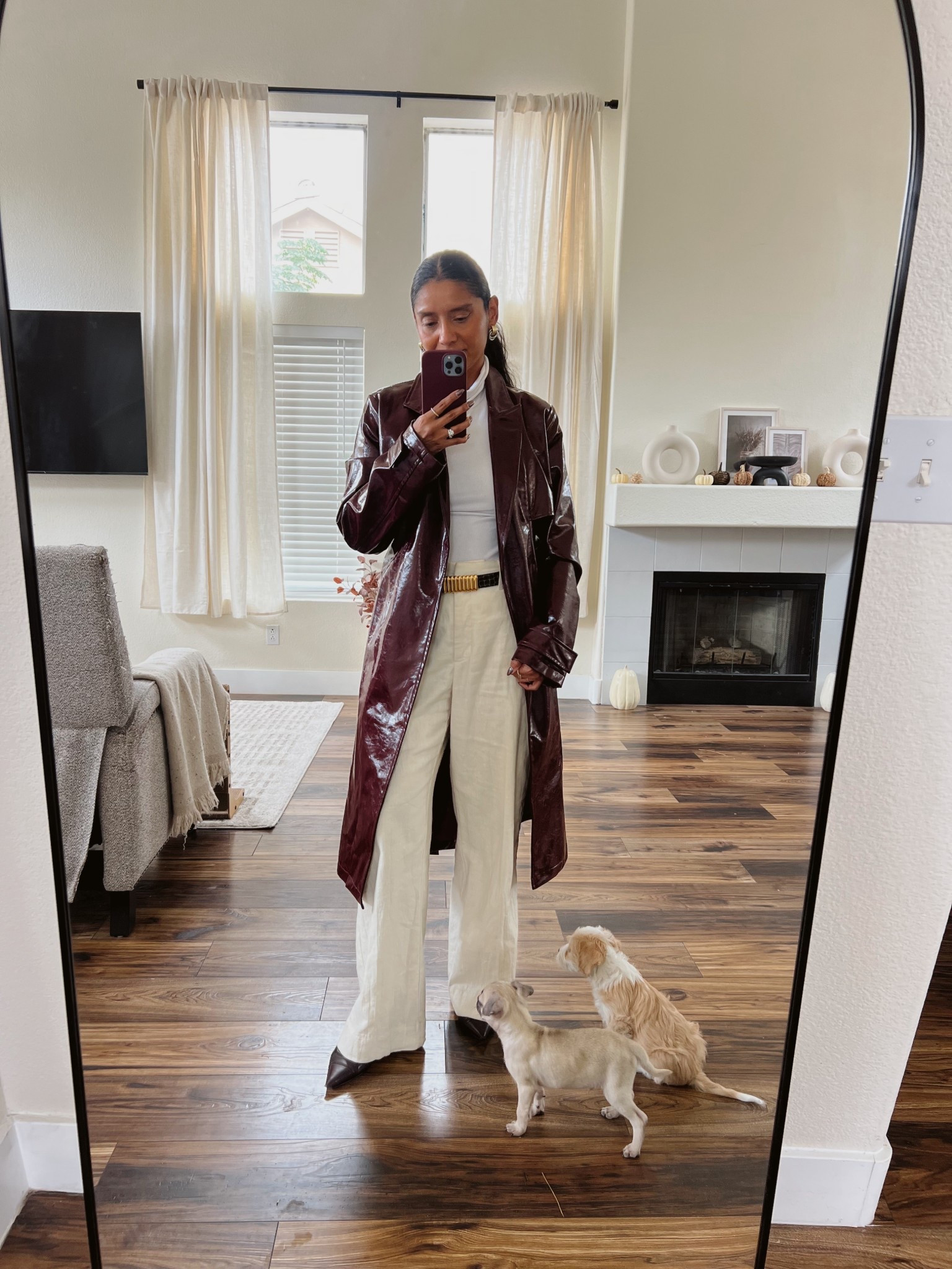 Today work look! The trench coat is so good. I got it last and love it