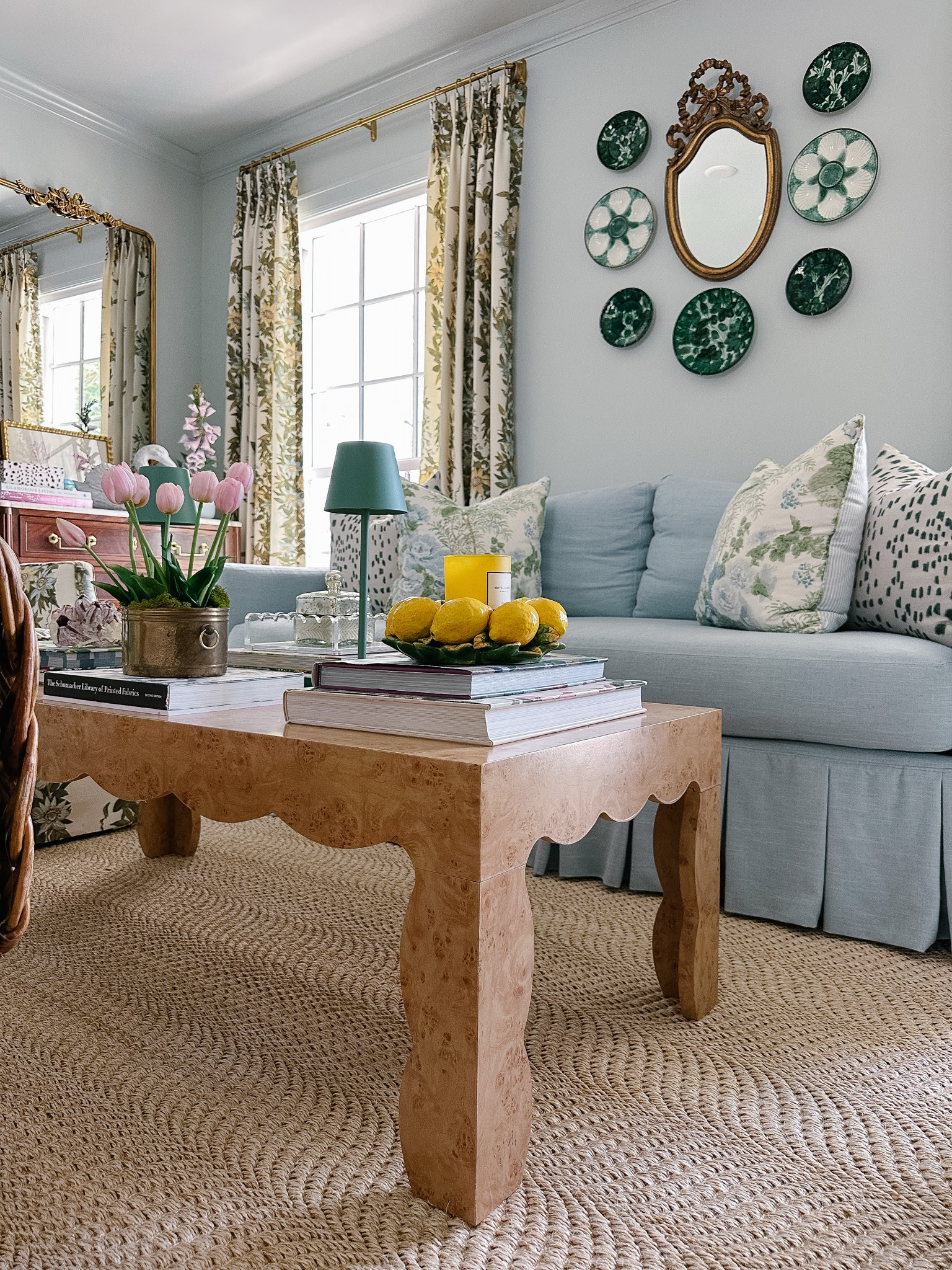My burlwood scalloped coffee table is on sale! 
