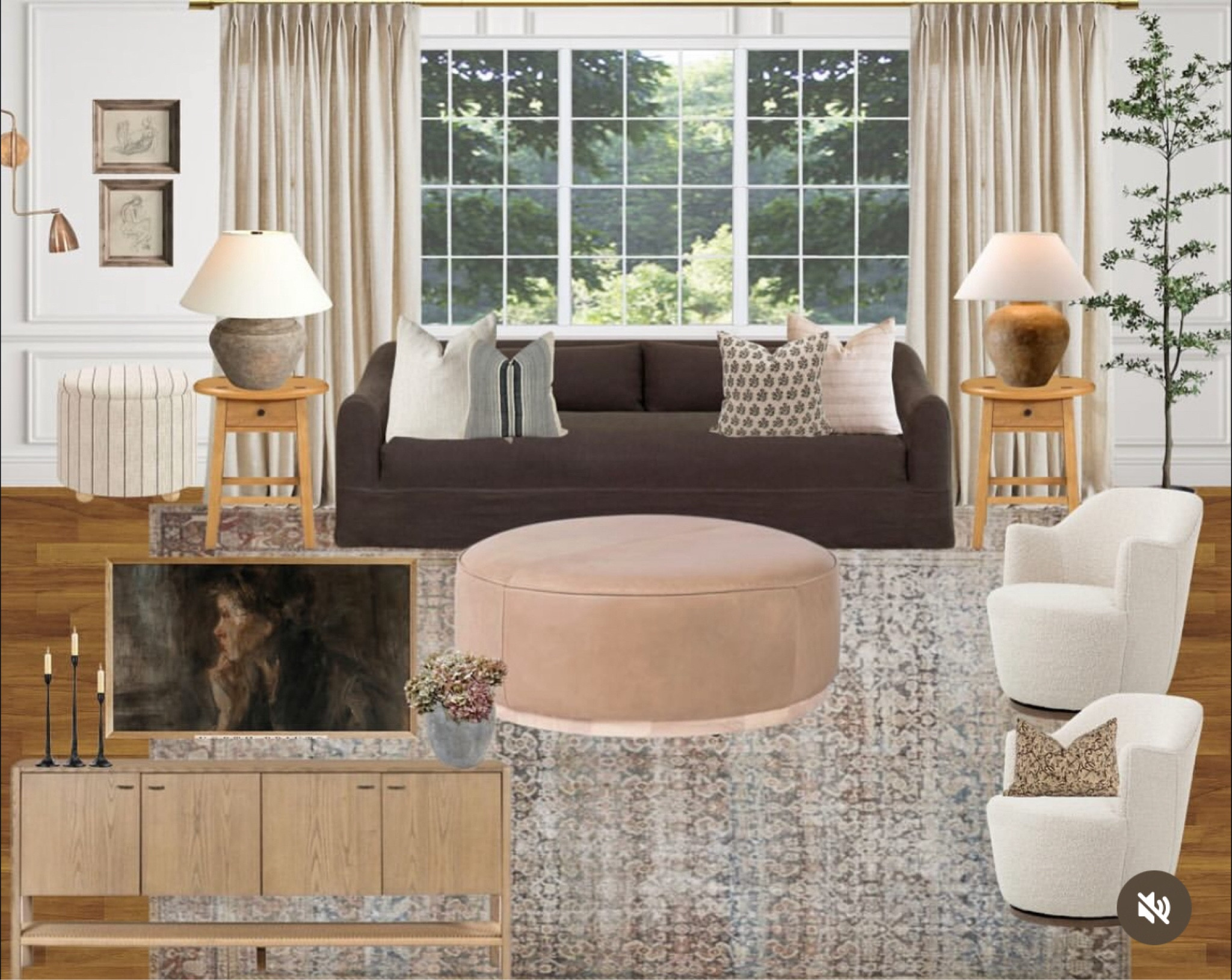 Living room vibes

Dark sofa, wood accent table, swivel chair, leather ottoman, large table lamp, tv console, wood console, tv art, vintage art, curtains, brown sofa, moody, pinch pleat curtains

#LTKFindsUnder100 #LTKHome #LTKFindsUnder50