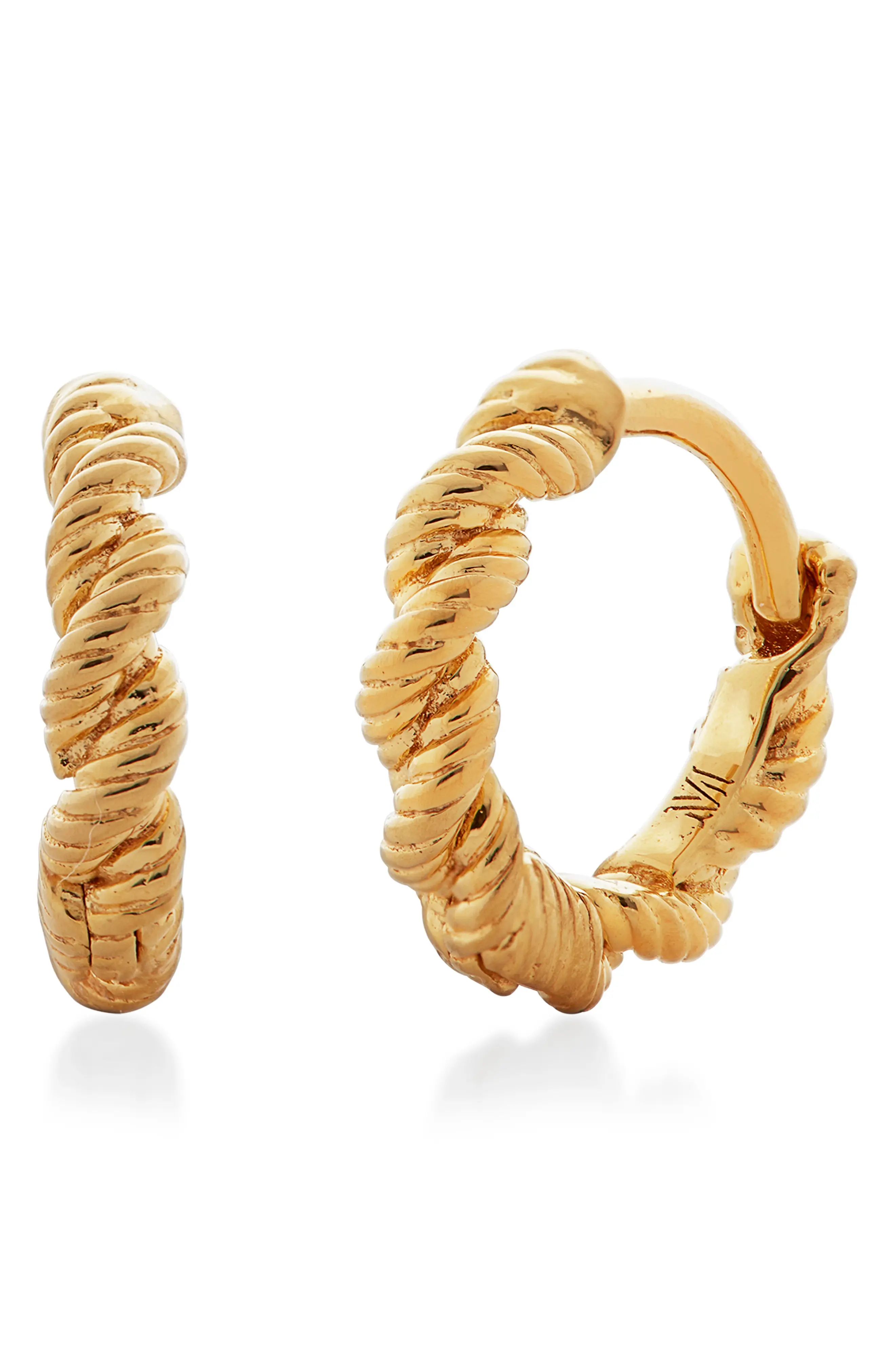 Monica Vinader Corda Huggie Hoop Earrings in Gold at Nordstrom | Nordstrom