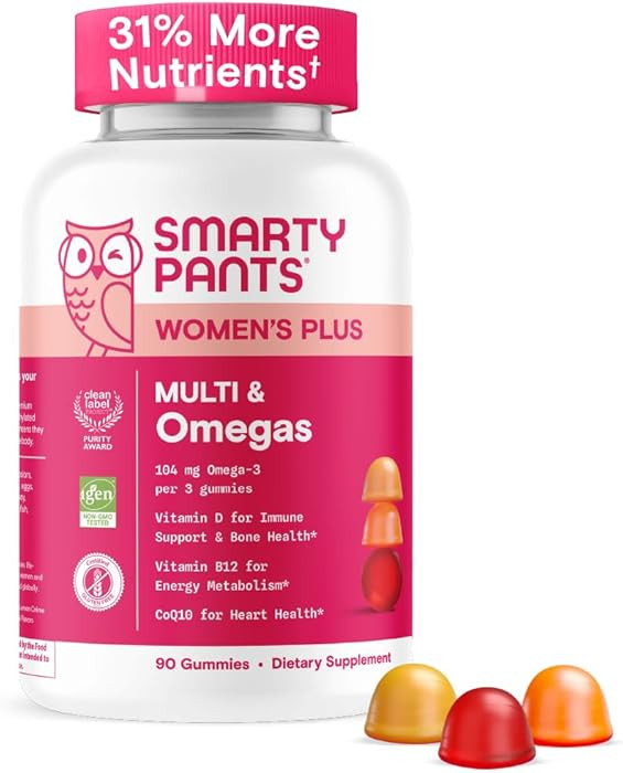SmartyPants Women's Multivitamin Gummies - Improved Formula: Omega 3 (DHA/EPA), Methylfolate, CoQ... | Amazon (US)