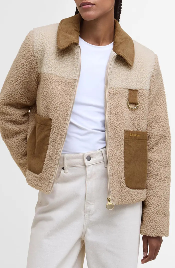 Barbour Malena Faux Shearling Fleece Crop Jacket | Nordstrom | Nordstrom