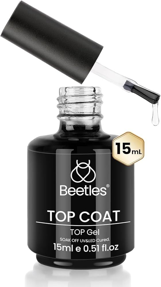 beetles Gel Polish Gel No Wipe Top Coat - Clear Color Gel Shine Finish and Long Lasting, Soak Off... | Amazon (US)