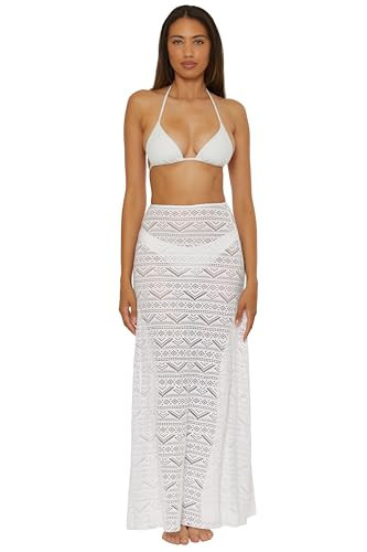 BECCA Color Play - Women's Maxi Skirt, Casual, High Side Slits, Beach Cover Ups for Women, White, Small | Amazon (US)