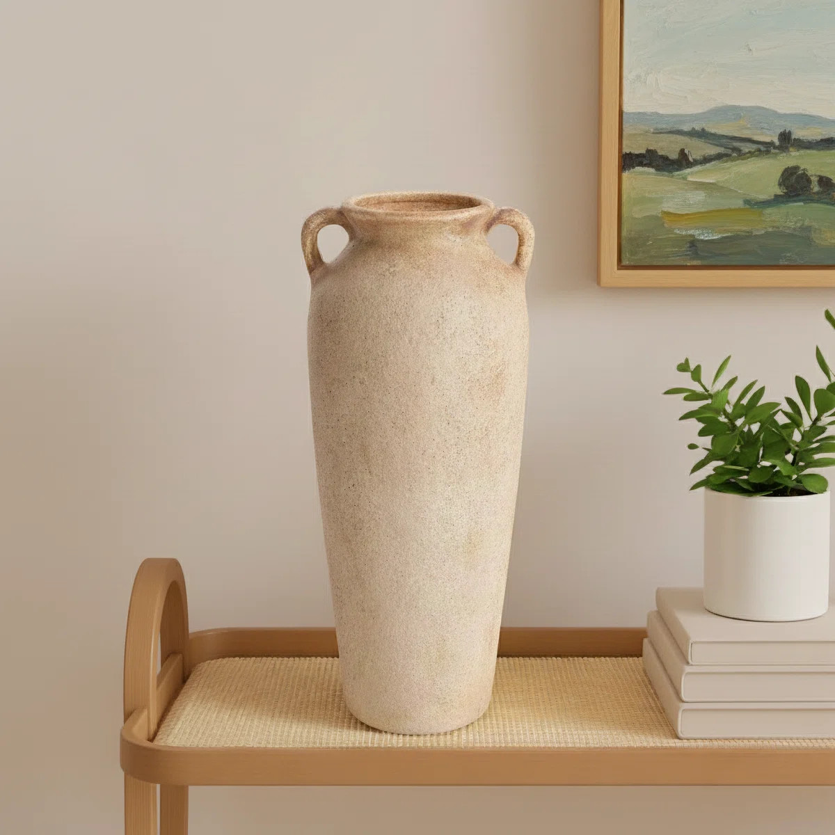 Brera Ceramic Antique Style Textured Vase With Shadings And Handles | Wayfair North America