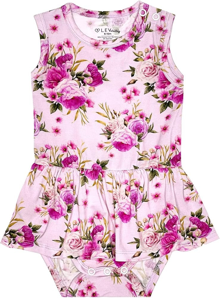 Lev Baby Girls Sleeveless Bodysuit - Soft Bamboo Outfit with Snaps - PJ & Play | Amazon (US)