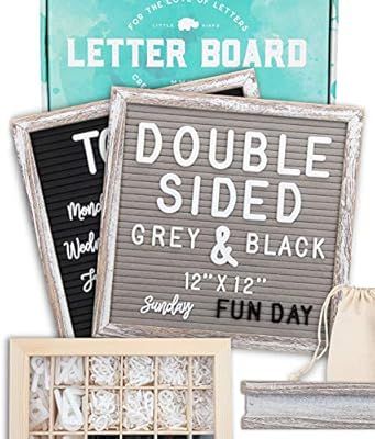 Letter Board 12"x12" Rustic Double Sided (Black & Gray) +690 PRE-Cut Letters +Bonus Cursive Words... | Amazon (US)