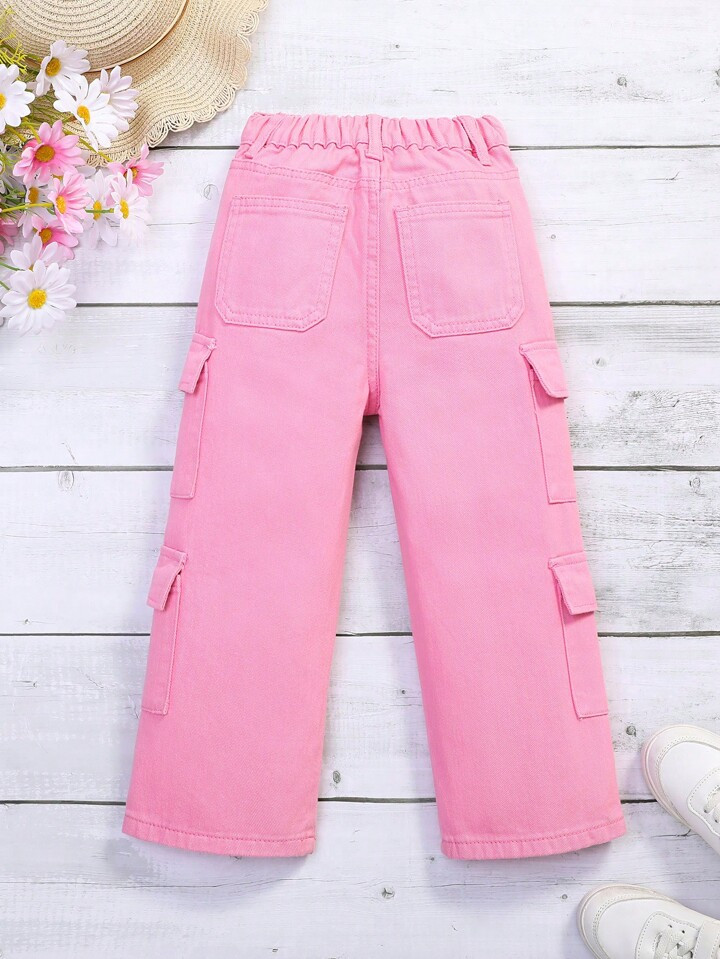 Young Girls' Loose Fit Cargo Denim Jeans | SHEIN