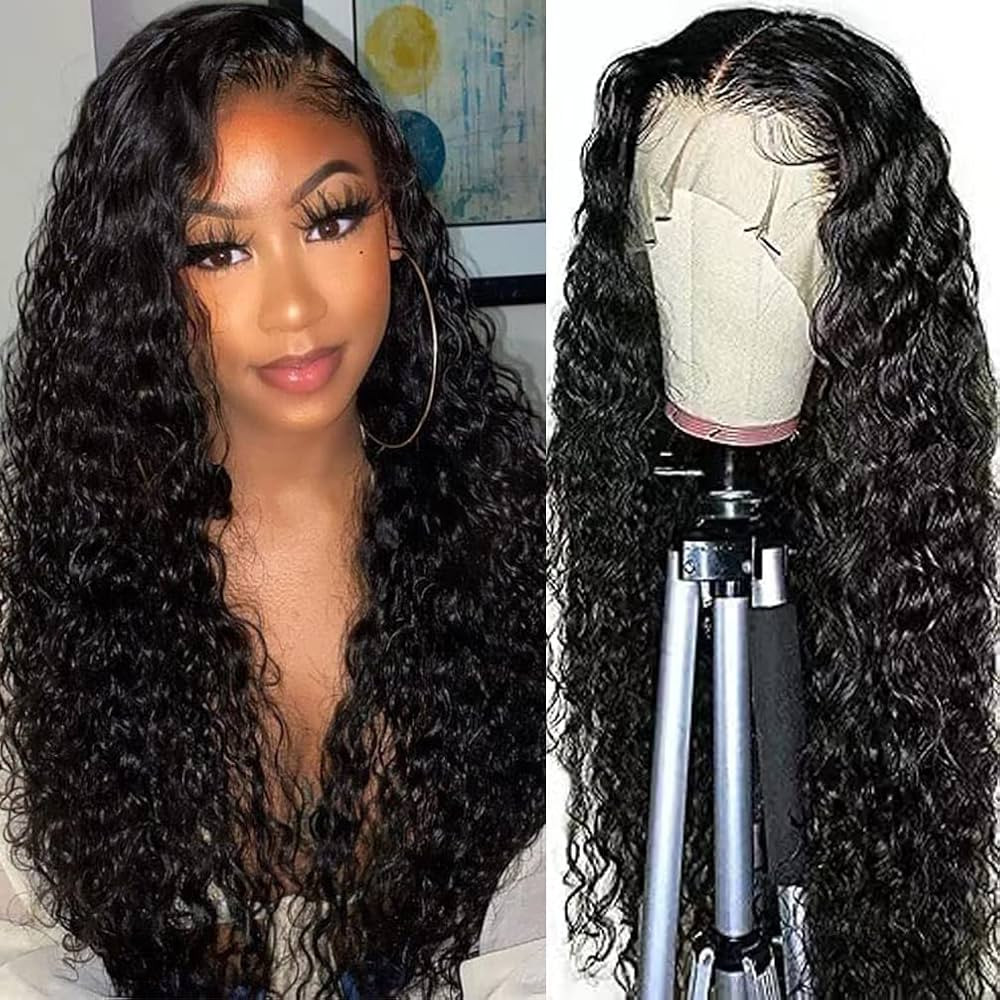 13x4 Water Wave Lace Front Wigs Human Hair Wigs for Black Women HD Human Hair Lace Front Wigs Pre... | Amazon (US)