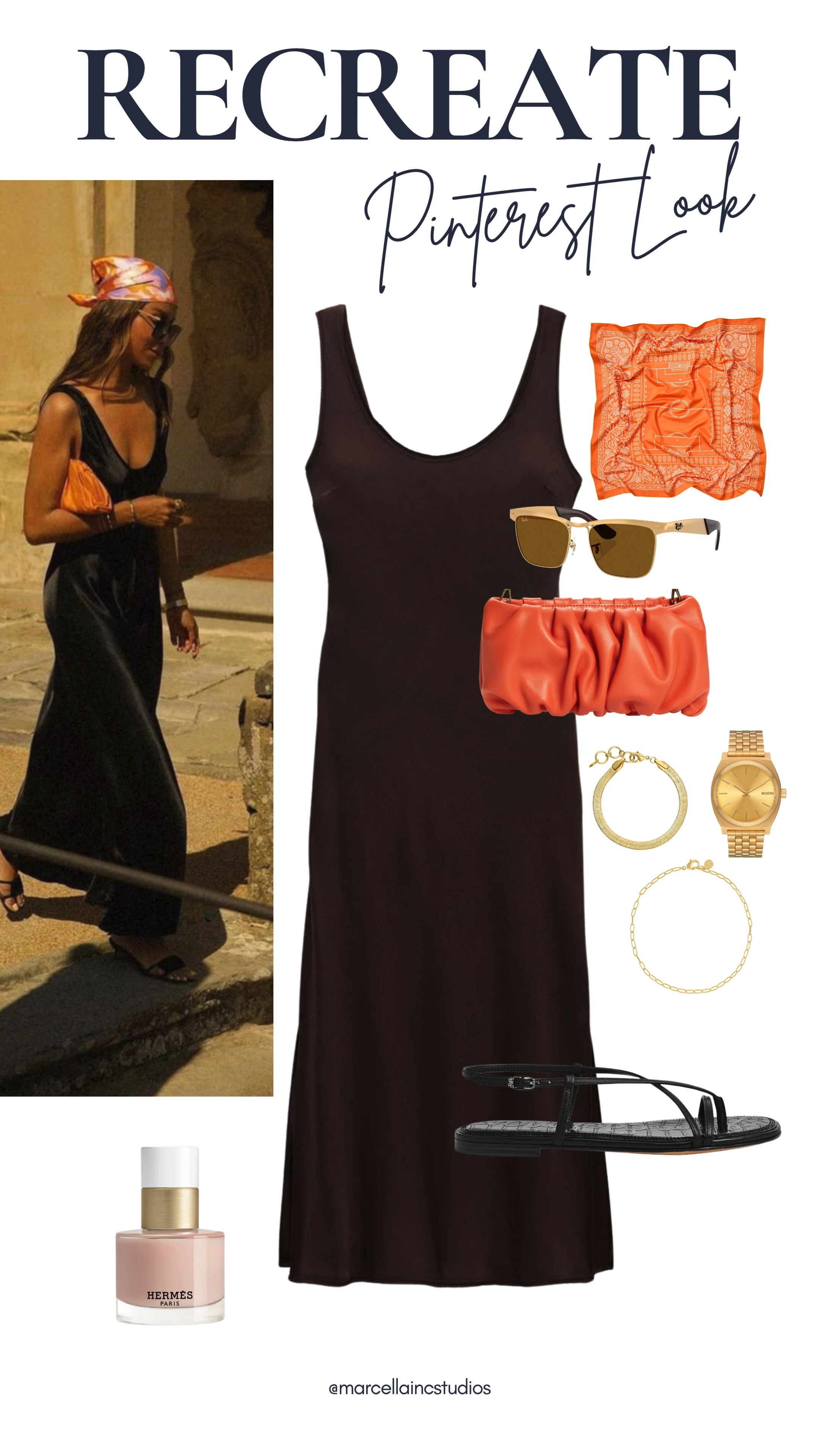 Black Maxi Dress Outfit: Pinterest Style Recreate The Look 🖤✨

Recreating this viral Pinterest outfit using the ultimate summer capsule piece: a luxury James Perse black silk dress. This full-length black maxi dress features a flattering body-skimming bias cut with a soft, lightweight feel. Fits perfectly true to size.

Layered with a pop of color from an Anthropologie silk scarf hair bandana and a matching orange clutch bag. Complete the look with classic Sam Edelman black sandals, gold Ray-Ban cat-eye sunglasses, and a luxury Hermès nail polish manicure detail.

Fit & Sizing: The black silk slip dress fits true to size for a fluid, elegant drape. Perfect for an elevated summer vacation outfit or date night look. #ltkstyletip

#jamesperse #blackmaxidress #samedelman #rayban #pinterestoutfit

#LTKstyletip #LTKrecreatethelook #LTKshopper
#jamesperse #blackdress #maxidress #samedelman #rayban

#LTKootd #LTKTravel