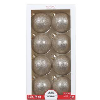 8ct. 2.6" Glitter Gold Glass Ball Ornaments by Ashland® | Michaels Stores
