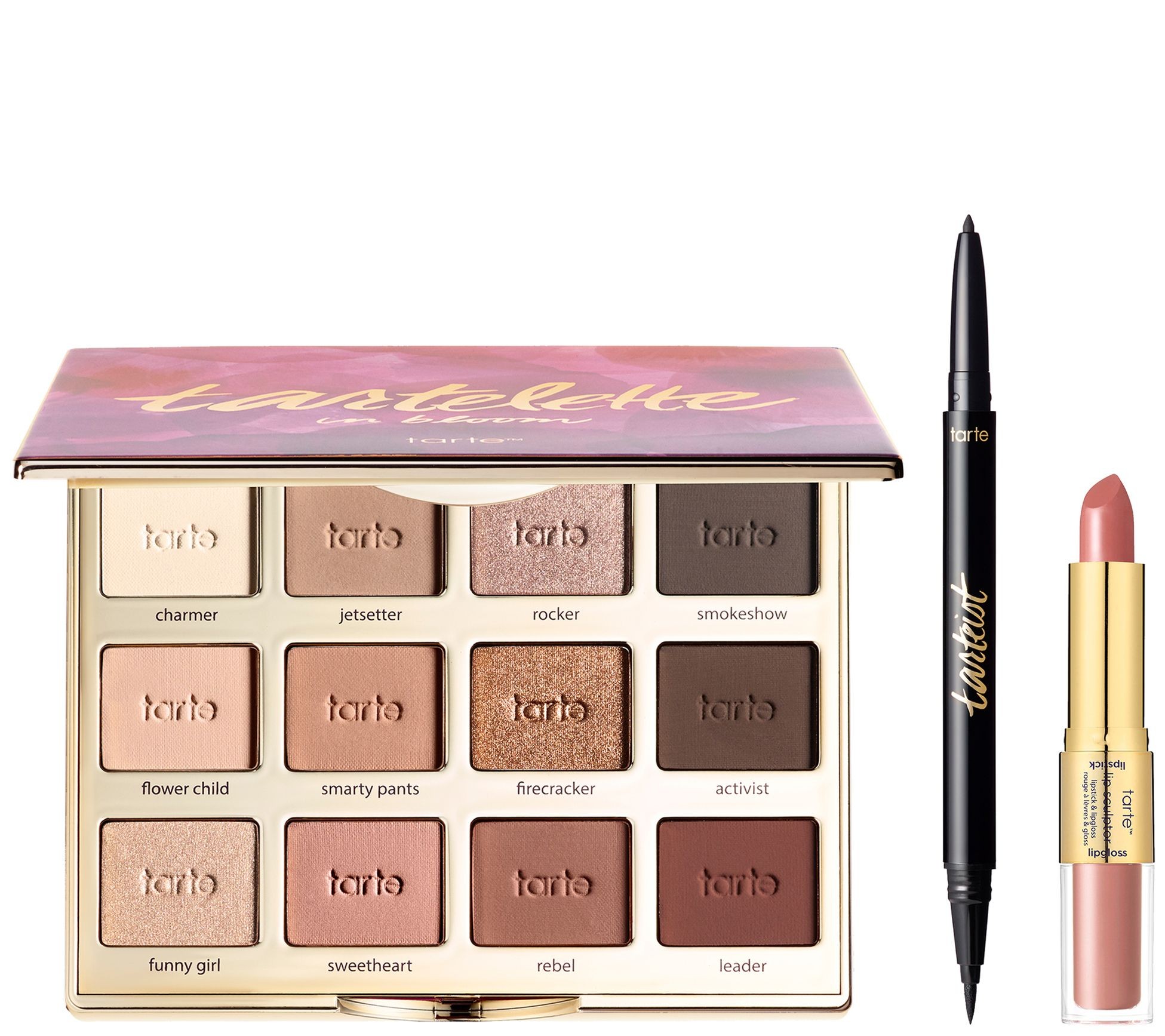 tarte Tartelette in Bloom Palette, Eyeliner & Lip Sculptor | QVC