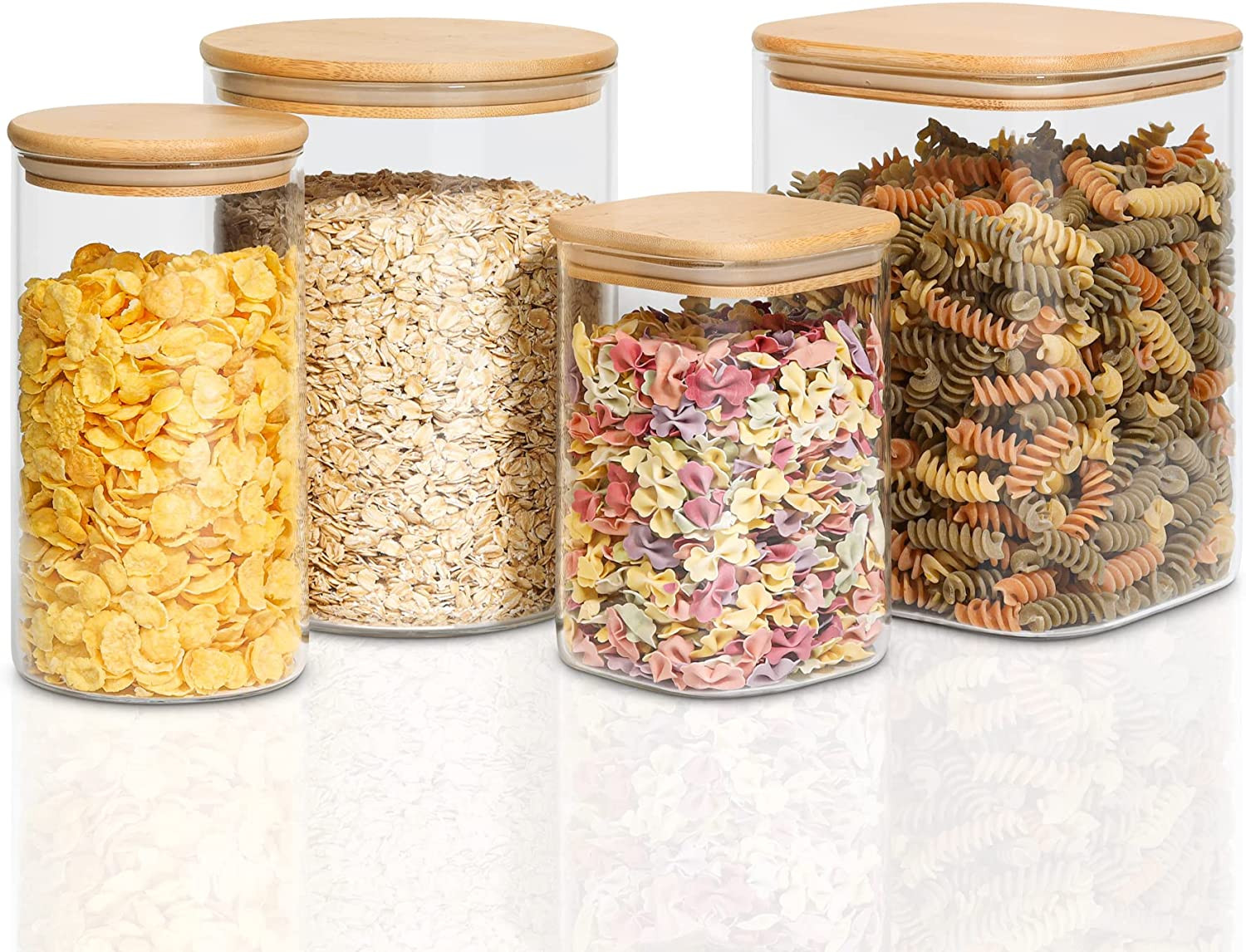 JLMMEN STORE 101/111/37 oz Glass Food Storage Containers, Glass Flour and Sugar Containers with A... | Walmart (US)