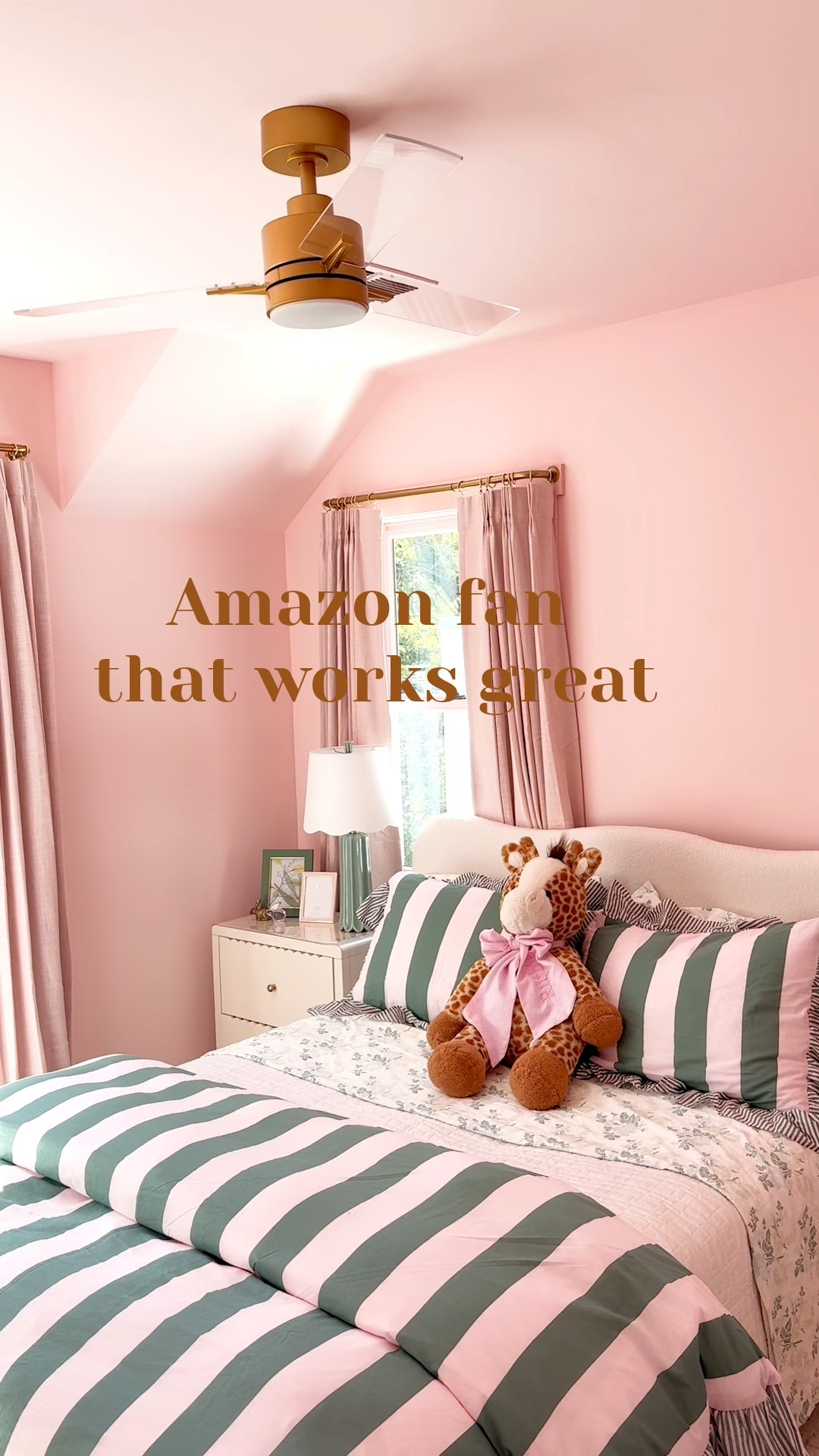 I thought these acrylic fans were so cute and affordable for kids room - turns out they work great!  They blow some serious air - get ready for summer now!  I bought 3!  Comes with remote control too! Also, this bedding is the cutest and is a great price - comes in blue too!  #ceilingfan #kidsroom #teenroom #guestroom #bedroom 

#LTKHome #LTKSaleAlert