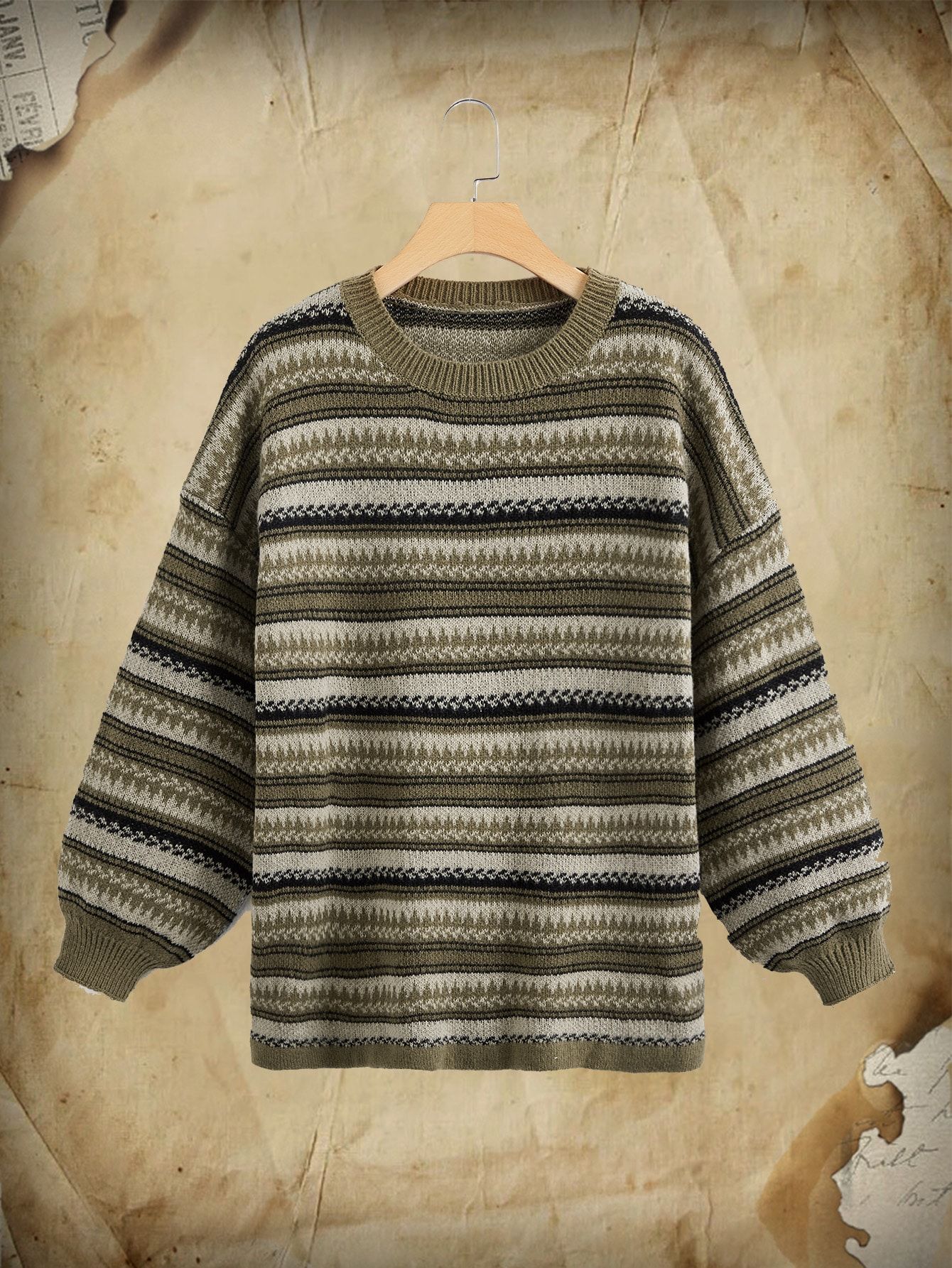 Academia Striped Pattern Drop Shoulder Sweater | SHEIN