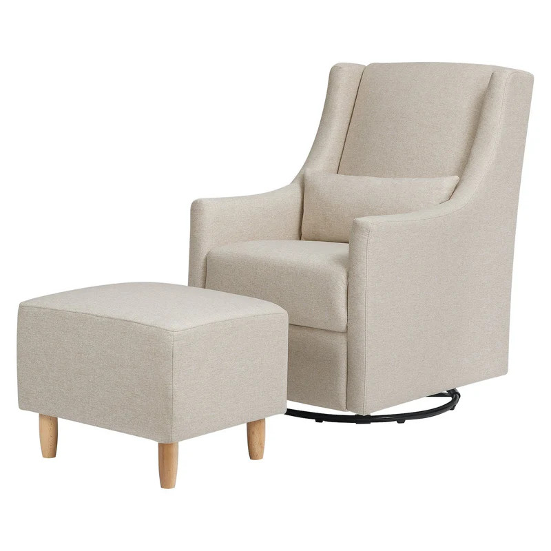 Toco Swivel Glider + Ottoman in Eco-Performance Fabric - Beach | Project Nursery