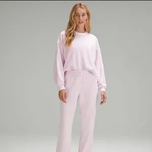 Lululemon Ribbed Softstreme Perfectly Oversized Cropped Crew  Meadowsweet Pink | Poshmark