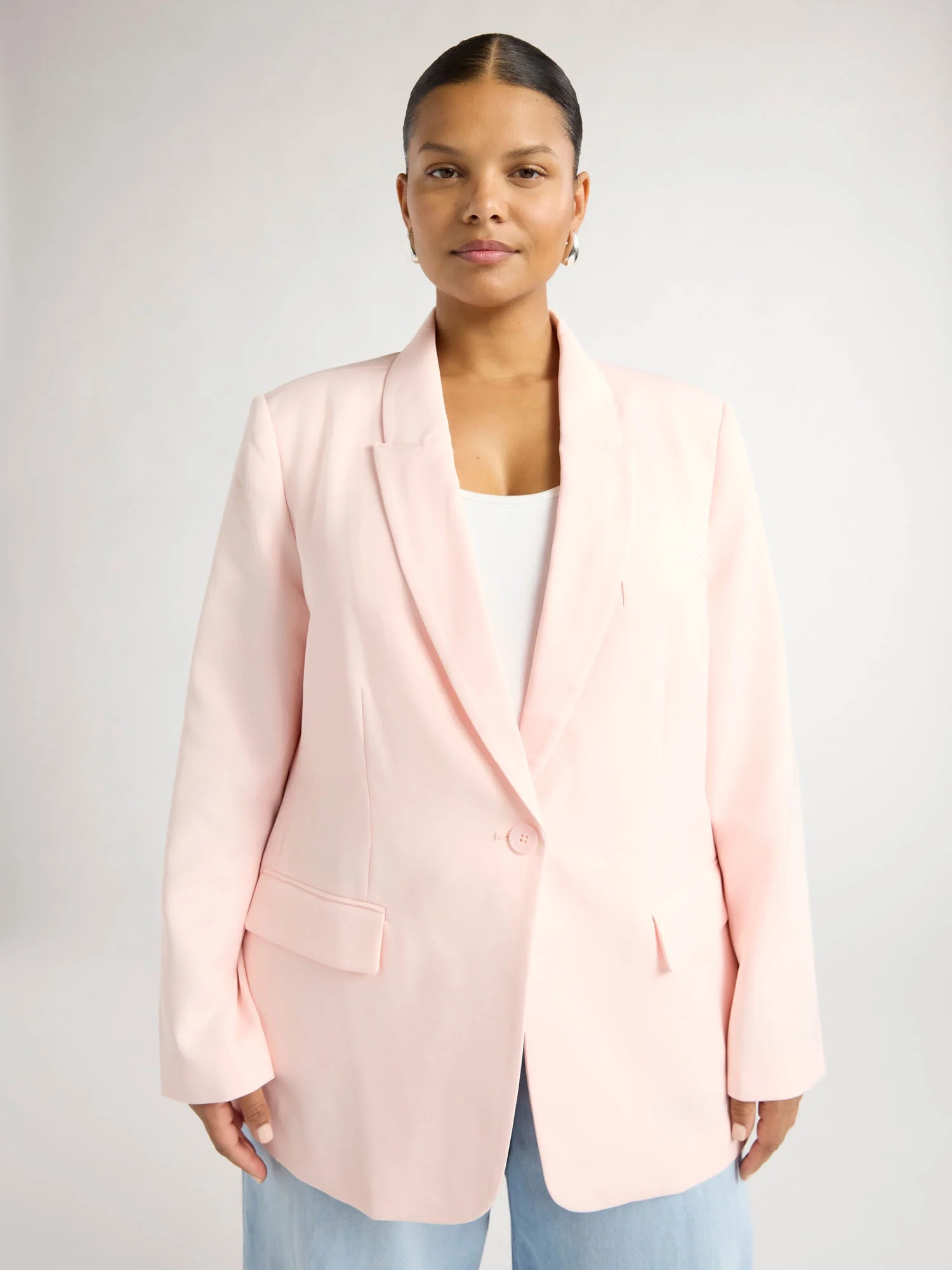 Scoop Women's & Women's Plus Ultimate Crepe One Button Suit Blazer, Sizes XS-4X | Walmart (US)