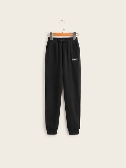 SHEIN Boys Letter Patched Slant Pocket Sweatpants | SHEIN