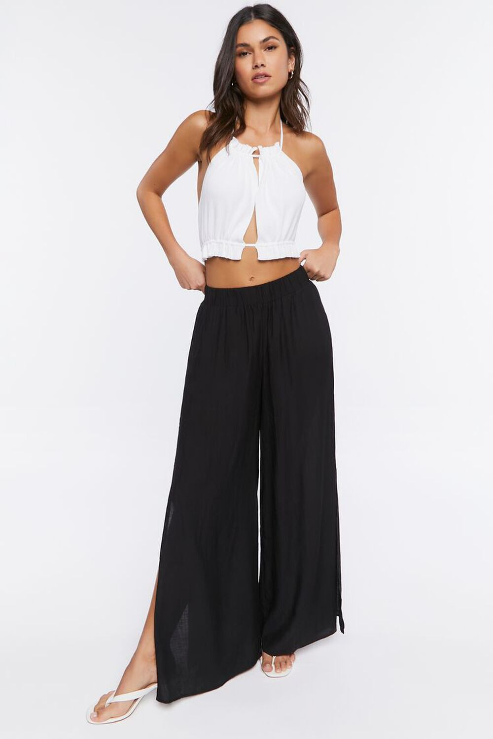 Relaxed Wide-Leg Slit Pants | Forever 21 (US)