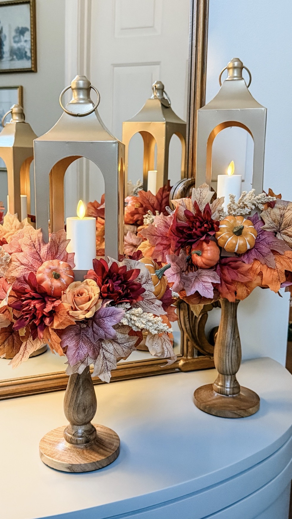 Fall Lanterns Topiaries 🍂 My first fall decorating idea of the season… and it’s one of my favorites.

Layer open lanterns with flameless candles, pumpkins, florals, and fall foliage to create topiaries that instantly add height, warmth, and cozy seasonal charm to an entryway, mantel, or tablescape.

✨ Save this one for your fall decorating inspiration! 🤎

#LTKHome #LTKSeasonal