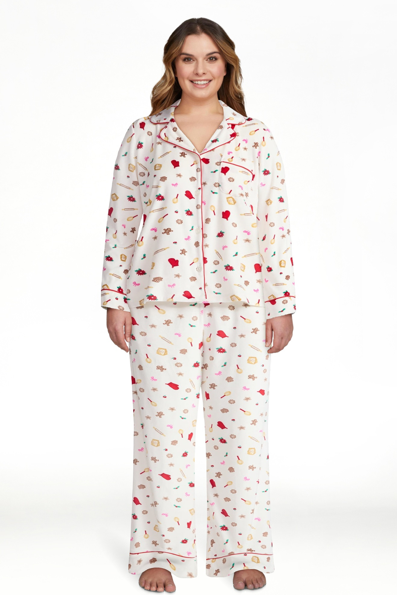 Joyspun Women’s Stretch Velour Notch Collar Long Sleeve Pajama Set, Sizes XS to 4X | Walmart (US)