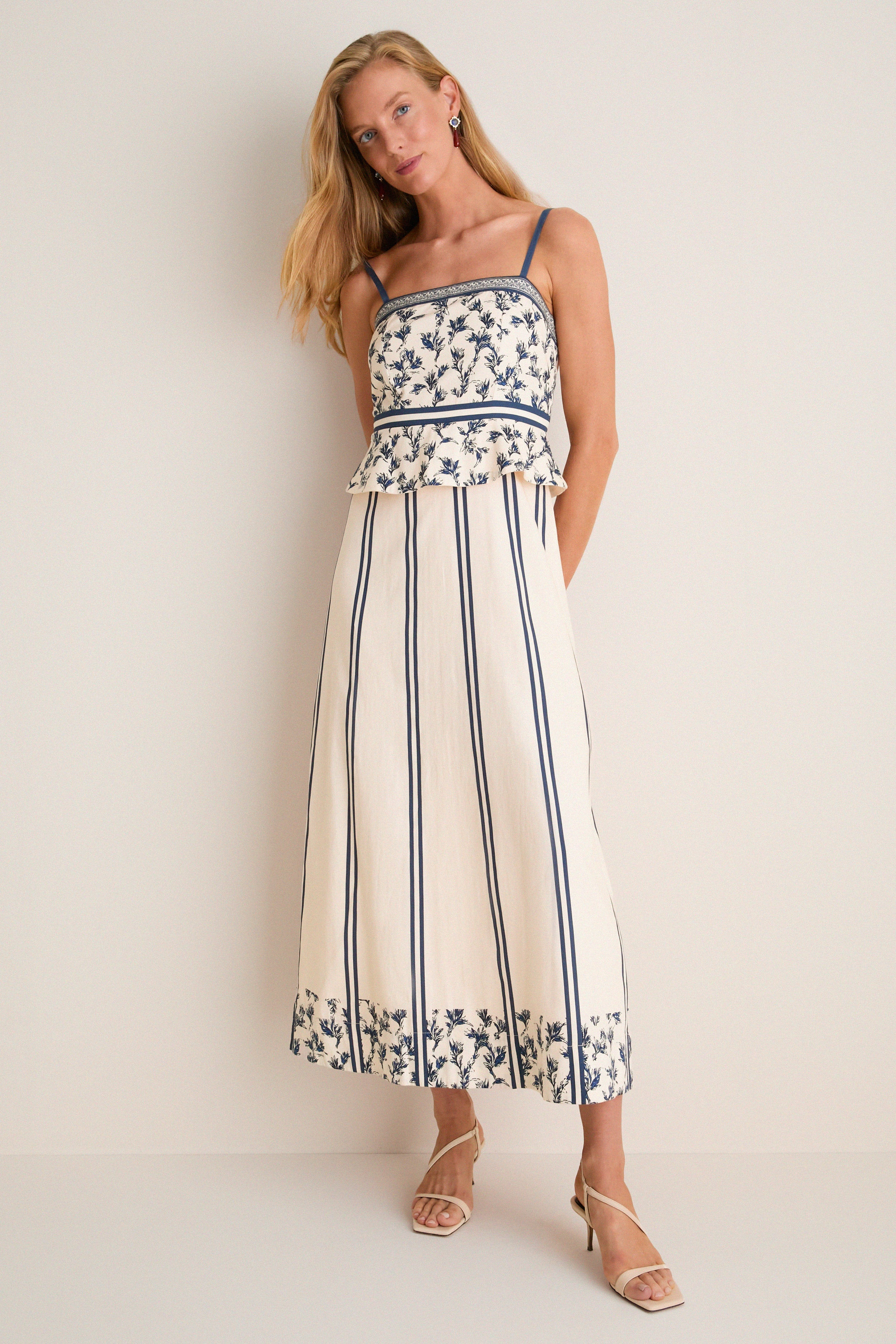 Ditsy Blue Mix Tucker Midi Dress | Tuckernuck (US)