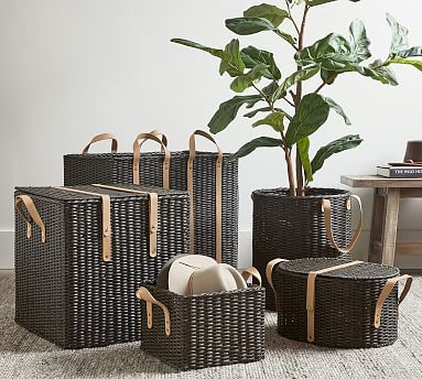 Austin Woven Basket Collection - Distressed Black | Pottery Barn | Pottery Barn (US)