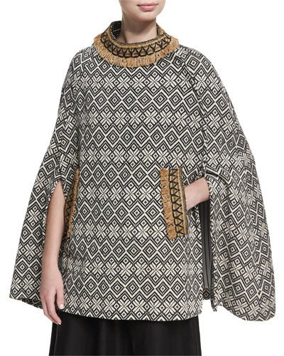 Anushka Woven Poncho Cape, Brown | Bergdorf Goodman