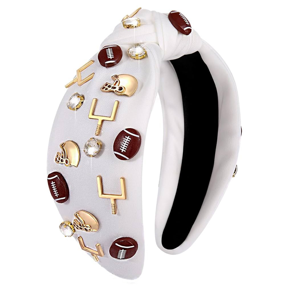 Football Headband for Women Beaded Rhinestone Crystal Knotted Hairband Jeweled Embellished Game D... | Amazon (US)