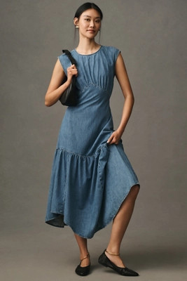 FRAME Gathered Tiered Midi Dress | Anthropologie (US)