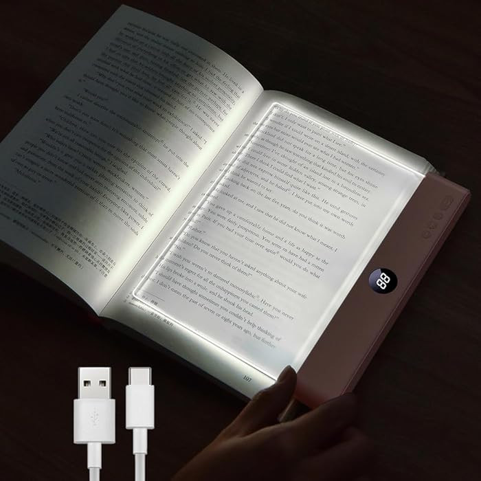 Book Light, Rechargeable Clear LED Flat Reading Light with 3 Colors & Timer, Dimmable Panel Plate... | Amazon (US)