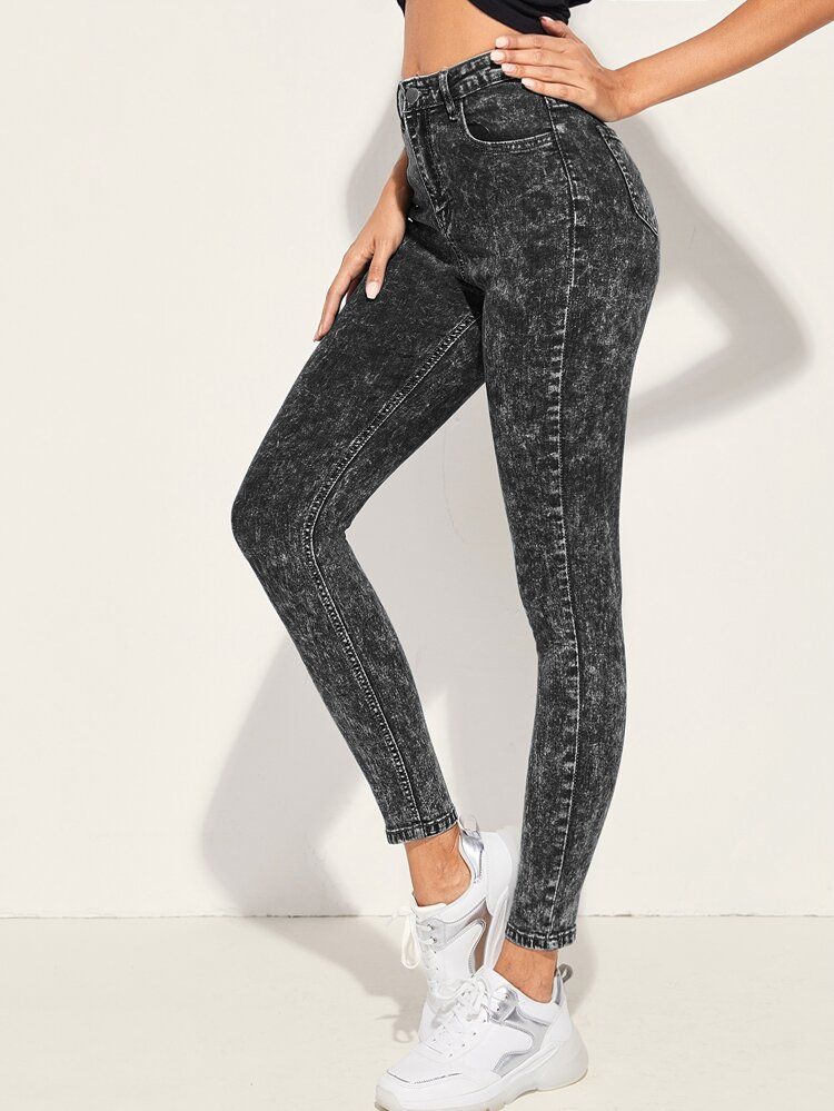 Acid Wash High-Waisted Skinny Jeans | SHEIN